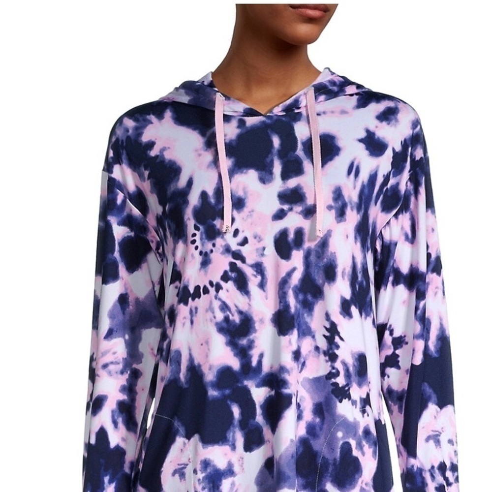 BETSEY JOHNSON NWT Hooded Tie Dye Short Lounger Top Size Small in Pink and Blue